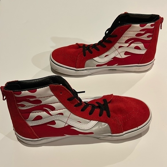 Vans Ferocious Flames Red Hi Top Sneakers - Picture 2 of 12
